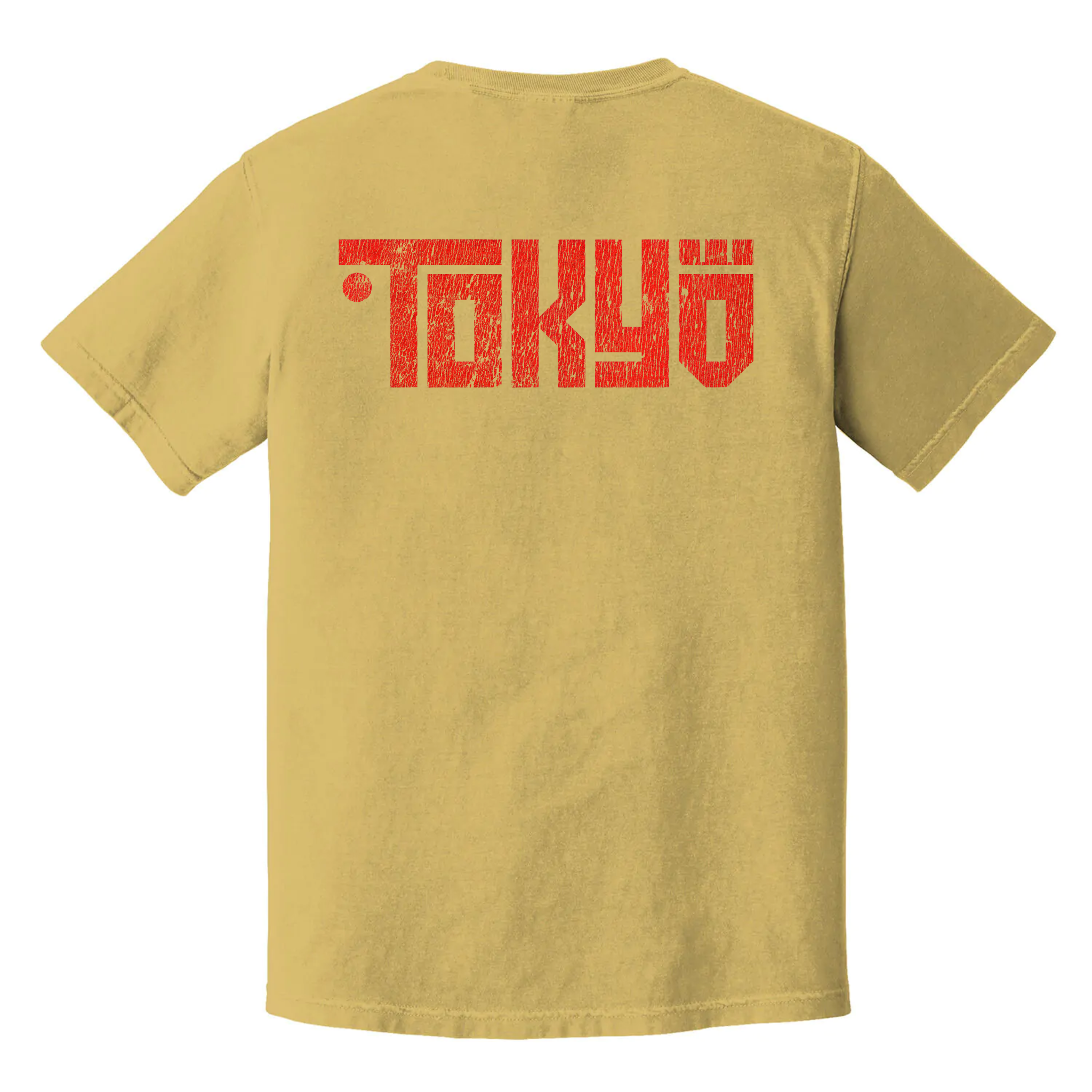 Tokyo graphic t-shirt with distressed red block lettering, bold streetwear design