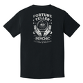 Vibes Don’t Lie psychic t-shirt, black with mystical crystal ball and palmistry hands