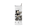 Skater Kat full-wrap insulated tumbler featuring a mischievous retro cartoon cat riding a skateboard on a weathered concrete-style background.
