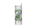 Don’t Panic, It’s Organic full-wrap insulated tumbler featuring a jar of cannabis buds inside a vintage green badge on a weathered concrete-style background.