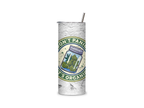 Don’t Panic, It’s Organic full-wrap insulated tumbler featuring a jar of cannabis buds inside a vintage green badge on a weathered concrete-style background.